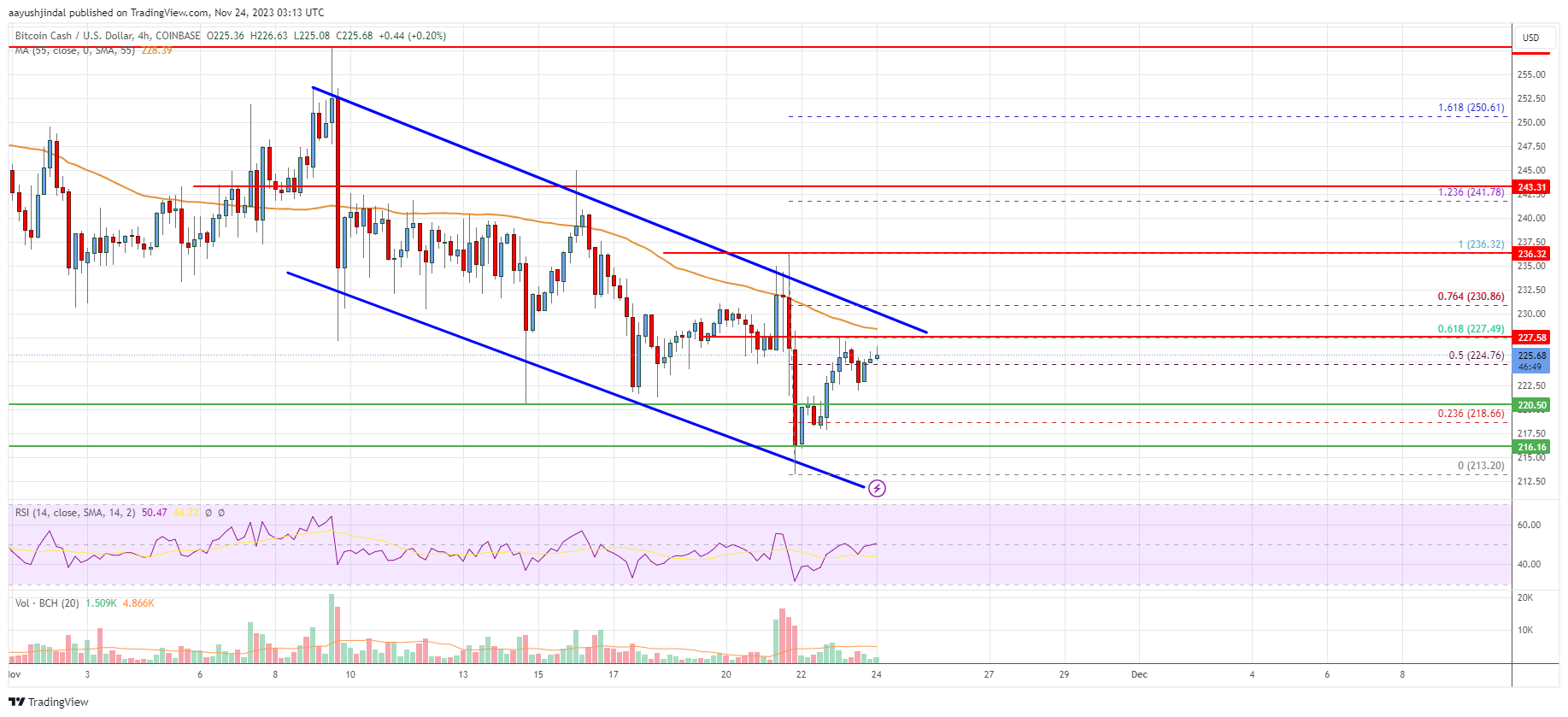 Bitcoin Cash Analysis: Downtrend Resistance Sits at $230