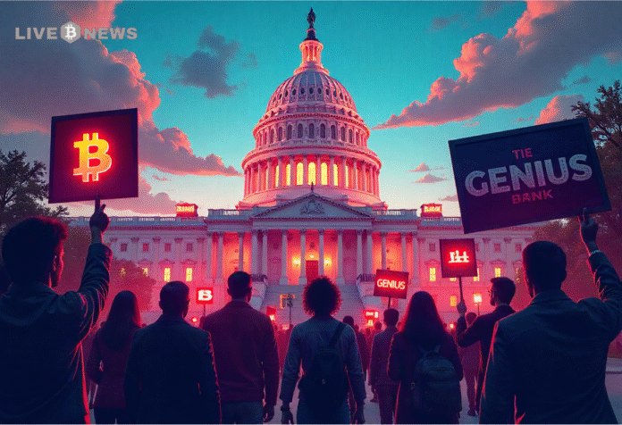 Crypto_Advocates_Urge_Senate_to_Reject_Bankers’_GENIUS_Act_Changes Crypto groups urge U.S. Senate to reject banking proposals altering the GENIUS Act, warning of threats to innovation and stability.