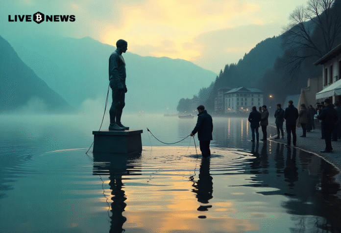 Stolen Satoshi Nakamoto statue recovered from Lake Lugano; art collective offers Bitcoin reward and vows global restoration efforts.