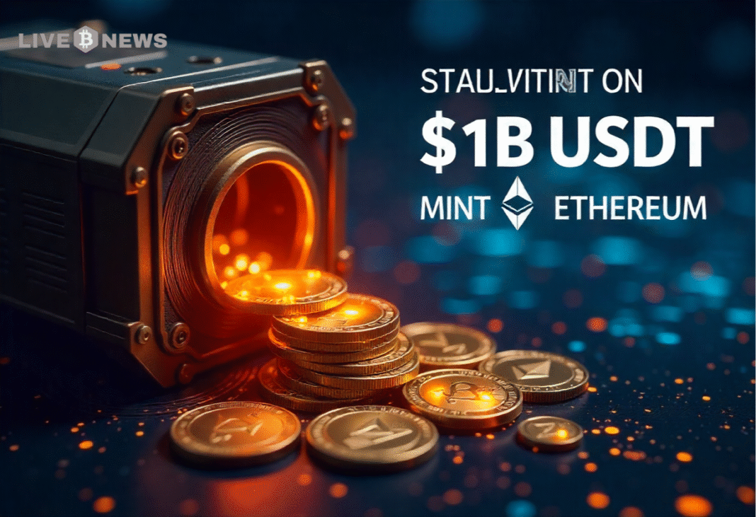 Tether mints $1B USDT on Ethereum Network, showcasing low fees and boosting liquidity as crypto market gains 9.8% globally.