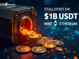 Tether mints $1B USDT on Ethereum Network, showcasing low fees and boosting liquidity as crypto market gains 9.8% globally.