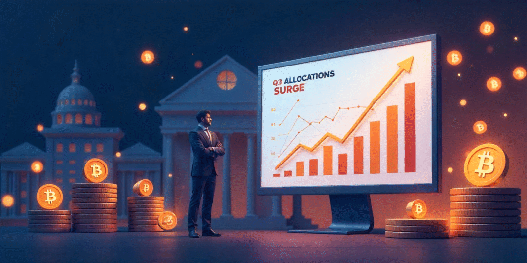 Bitcoin investments by institutions expected to surge in late 2025, driven by ETF inflows, corporate adoption, and strong market interest.