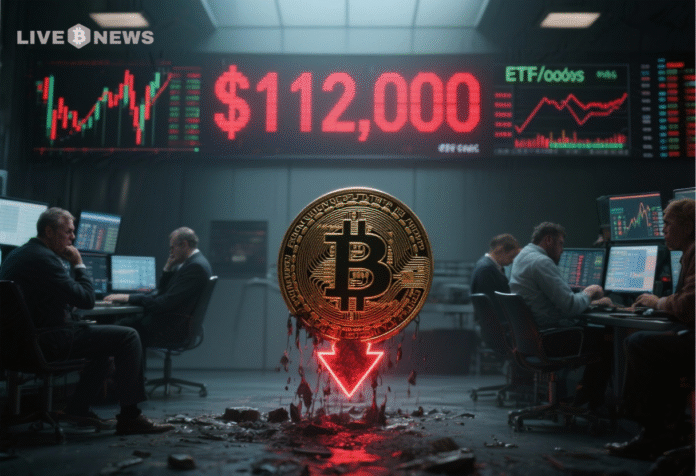 BTC News- Bitcoin Drops Below $112,000 as ETF Outflows and Risk Appetite Decline