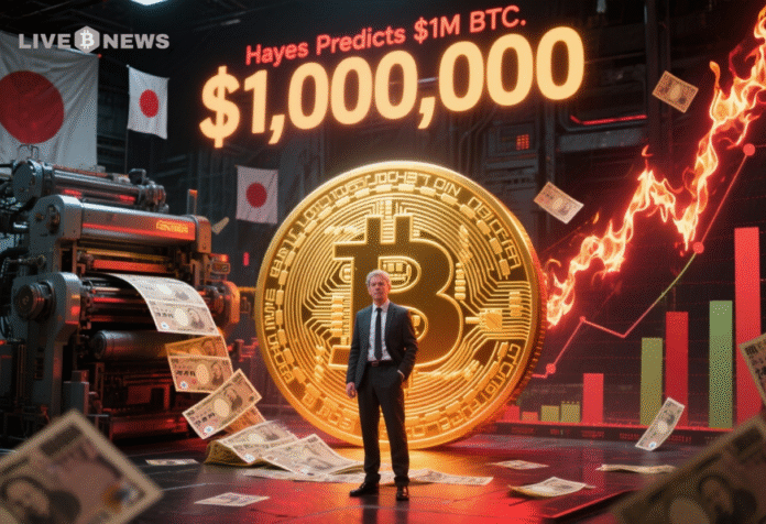 BitMEX co-founder Arthur Hayes forecasts Bitcoin reaching $1 million by 2028, citing Japan's new economic measures as a catalyst for future money printing.