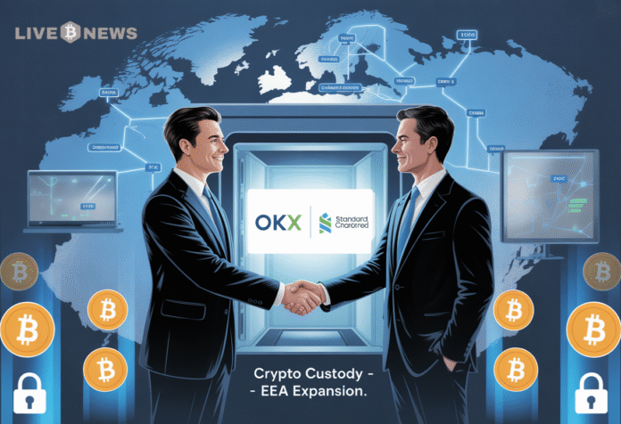Global bank Standard Chartered expands its institutional custody partnership with crypto exchange OKX throughout the European Economic Area.