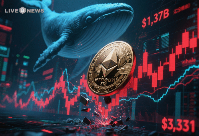 Ether News: Ether Dips Below $3,400 as Whales Snatch $1.37B in Accumulation