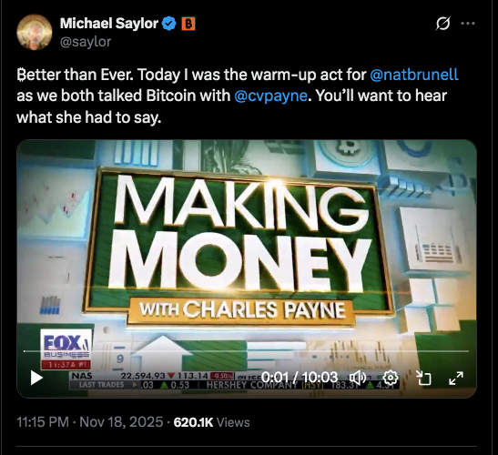 Saylor says that the company is still afloat despite the market dip 