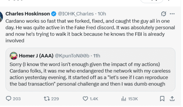 A Cardano chain split, caused by a software flaw, disrupted users. ADA fell over 7% as network instability and slow block production occurred.