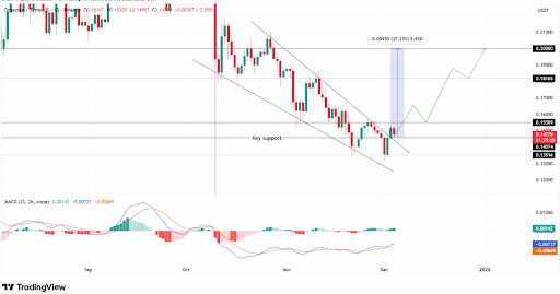Dogecoin eyes $0.20 after wedge breakout and whale buying