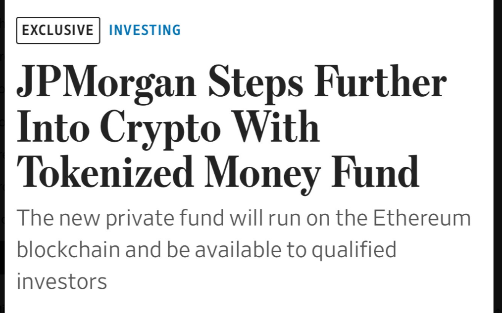 JPMorgan Launches Tokenized Yield Fund on Ethereum for Institutional Clients