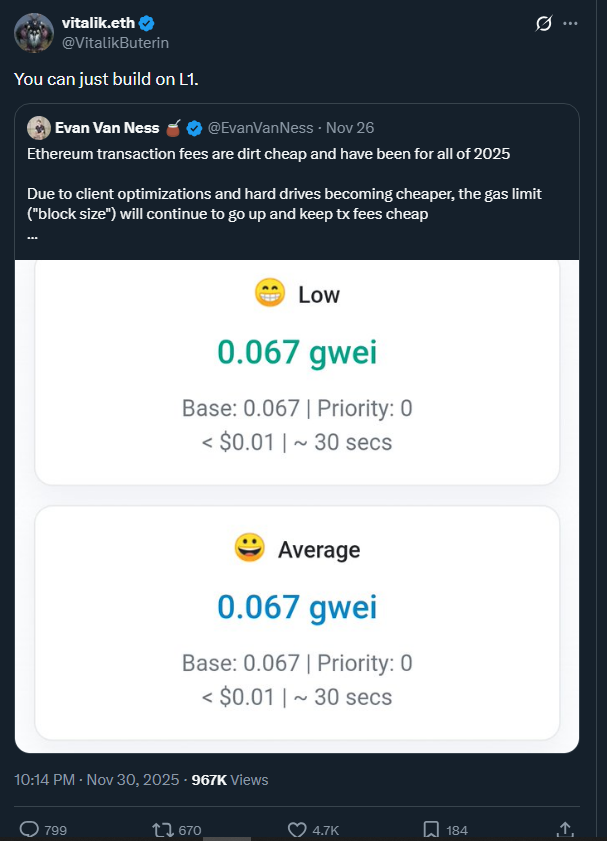 Ethereum News: Vitalik Says: Build on Ethereum L1 in 2025