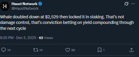 Whale Locks 24K ETH Despite $40M Loss