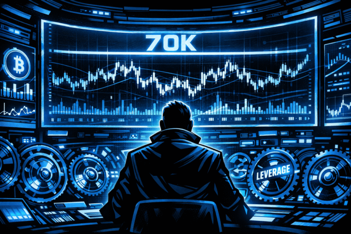 Bitcoin remains below $70,000 as futures-driven volatility and macro uncertainty shape price action, Wintermute says.
