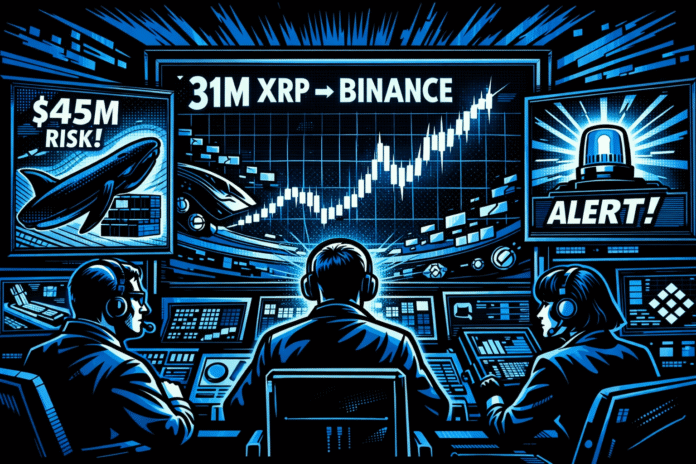 Cryptocurrency command center in action Whale-driven XRP inflow to Binance raises $45 million sell-side risk amid sideways Bitcoin trading.