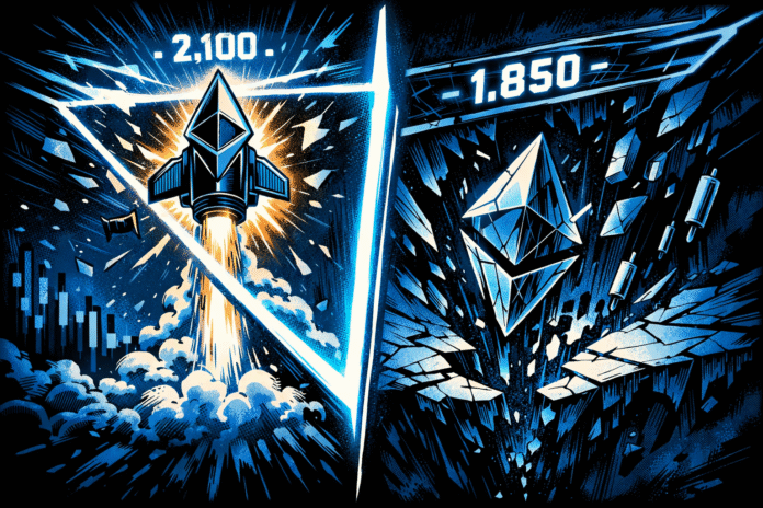 ETH Resistance Ethereum price analysis showing a bearish pennant with key levels at $2,100 and $1,850.