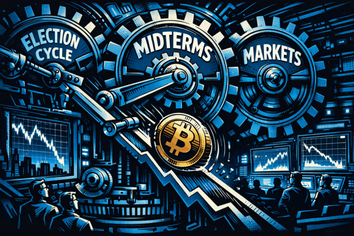 Bitcoin price trends show strong links to geopolitical tensions, oil price volatility, and U.S. midterm election market cycles.