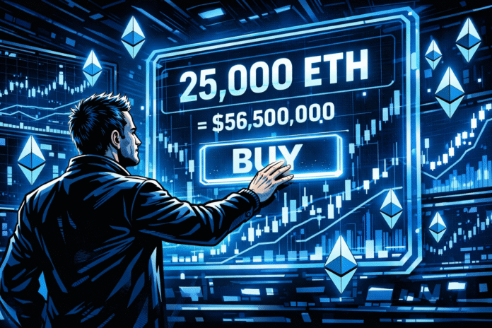 Erik Voorhees accumulates nearly 25,000 ETH worth $56.5 million through two wallets as Ethereum demand strengthens.