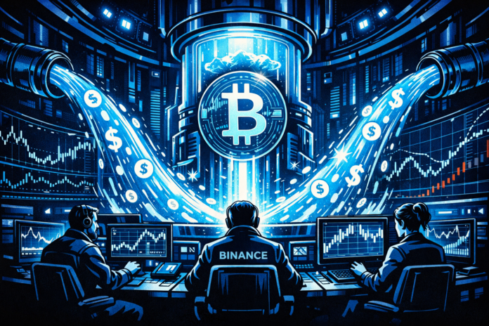 Binance stablecoin flow reversal and Bitcoin derivatives data indicating shifting market liquidity conditions