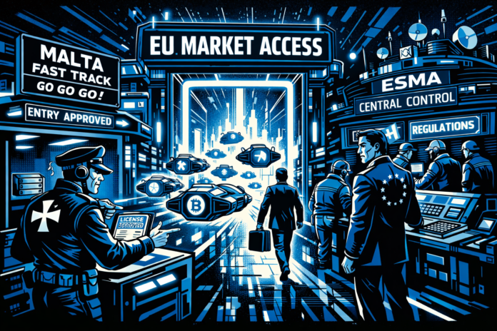 Malta fast-tracks crypto entry at an EU gateway while ESMA controls oversight.